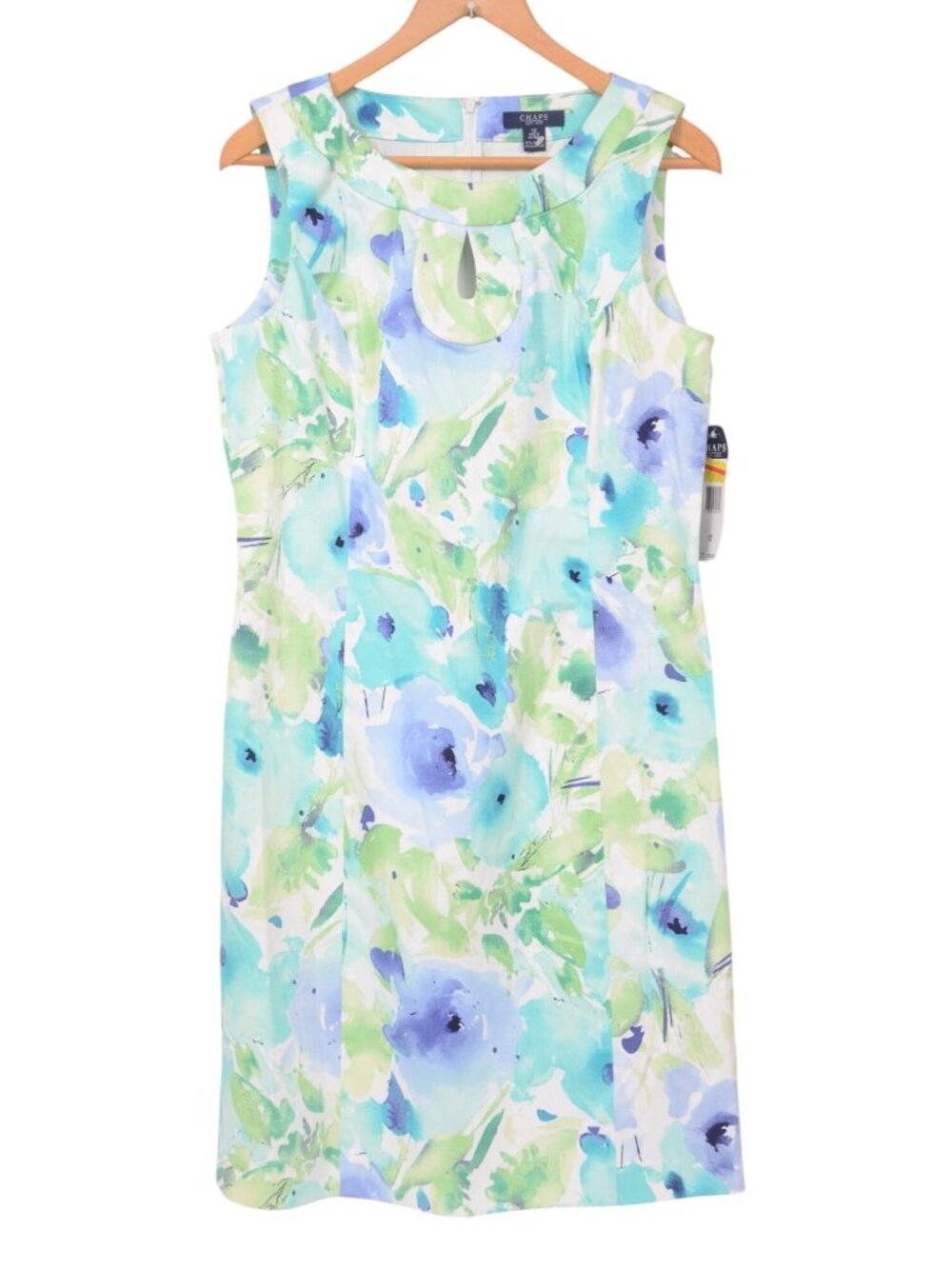 NWT Chaps Womens 12 Floral Watercolor Sleeveless Sheath Dress Cottage Feminine